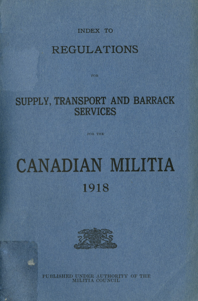 Canadian Militia Regulations index Wartime Canada